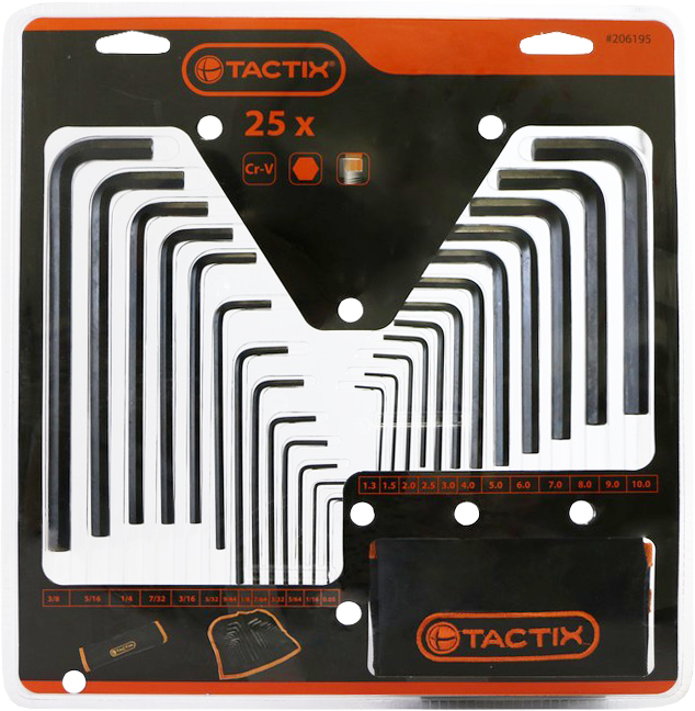 Juego de Llaves Allen, 25 Piezas TACTIX 206195