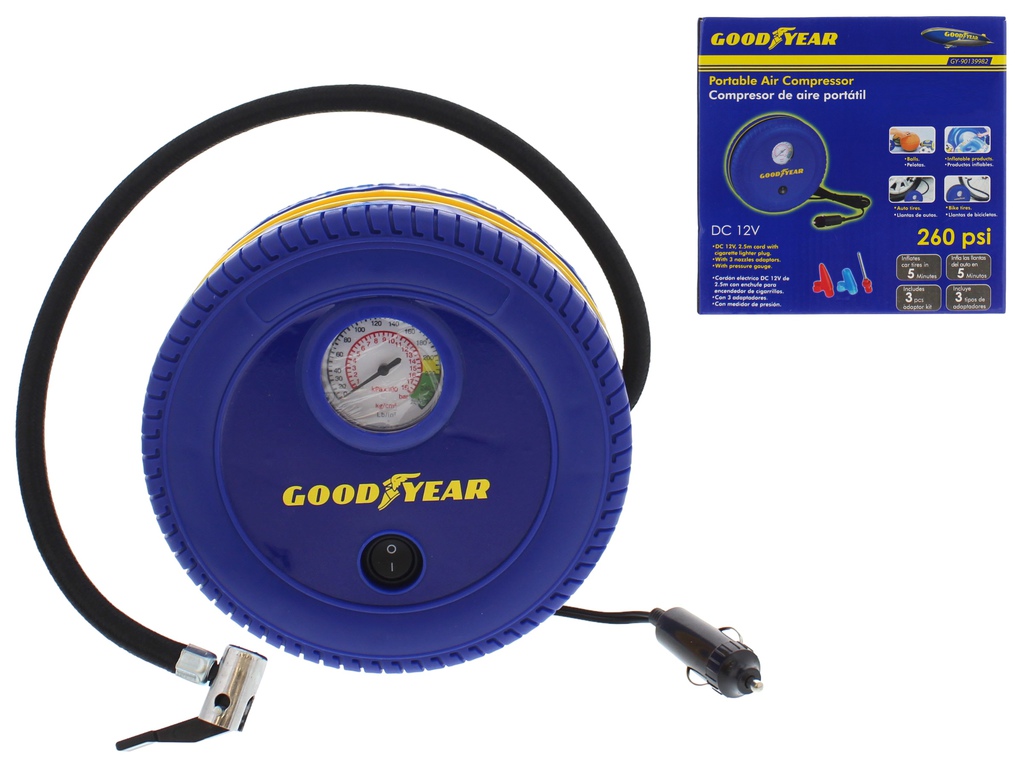 Compresor Portatil 12 V 260 PSI 2.5 MT