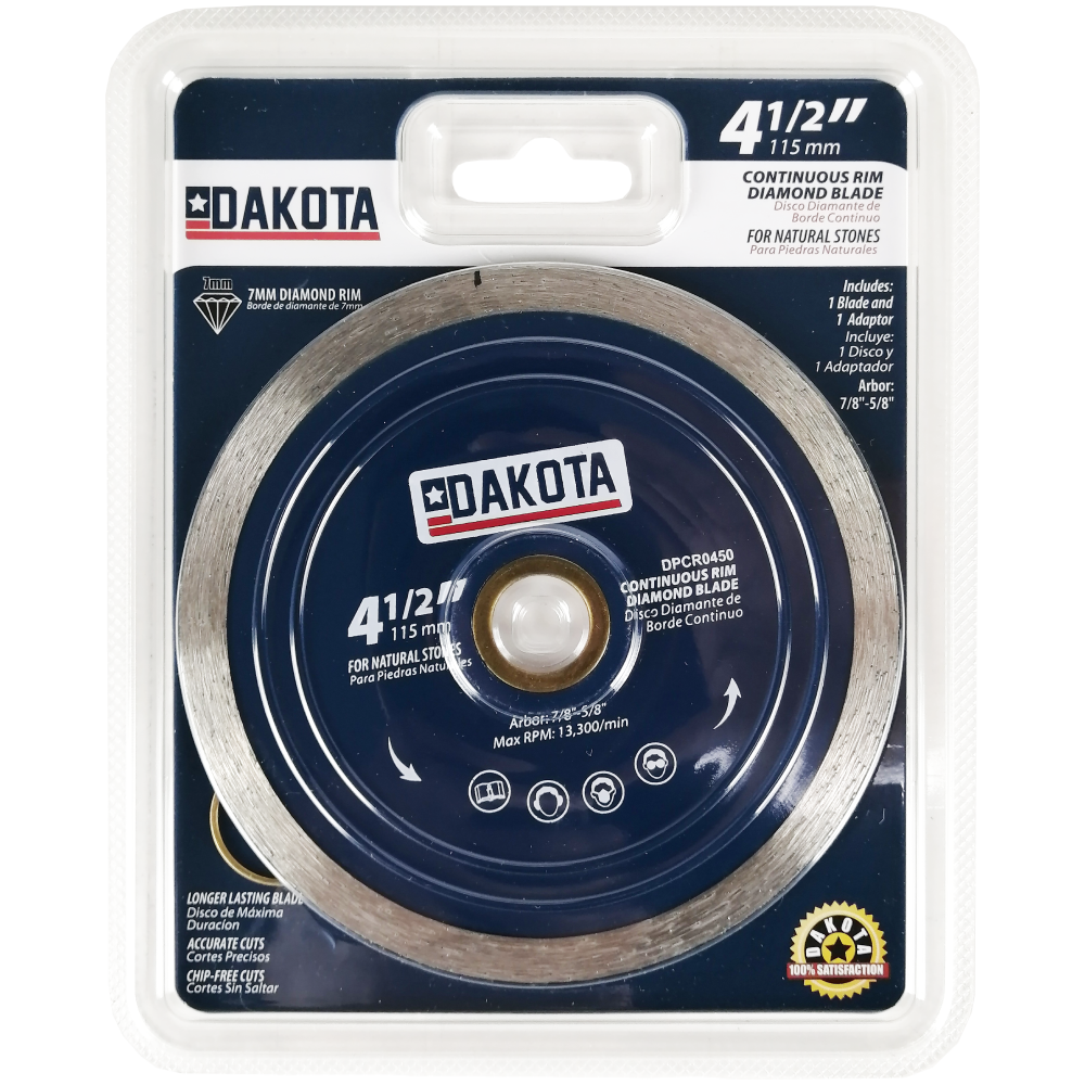 Disco Diamante de Borde Continuo 4.5" x 7/8" x 5/8'' DAKOTA DPCR0450