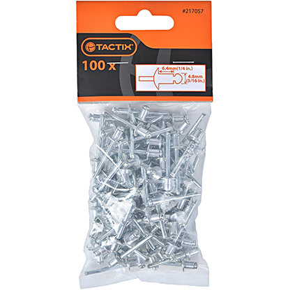 Remache de Aluminio 100 Piezas 3/16" x 1/4" TACTIX 217057