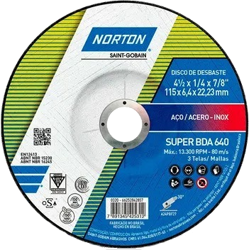 Disco Desbaste Metalico 4.5x1/4x7/8 CE NORTON 